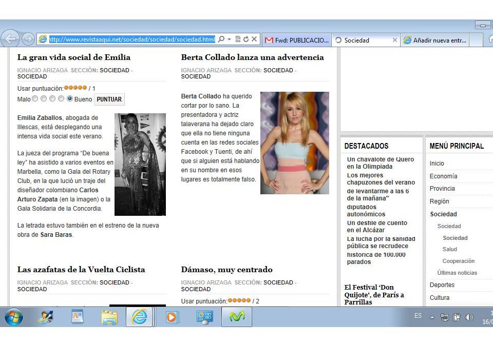 Emilia Zaballos mencionada en la Revista Toledana "Aquí"